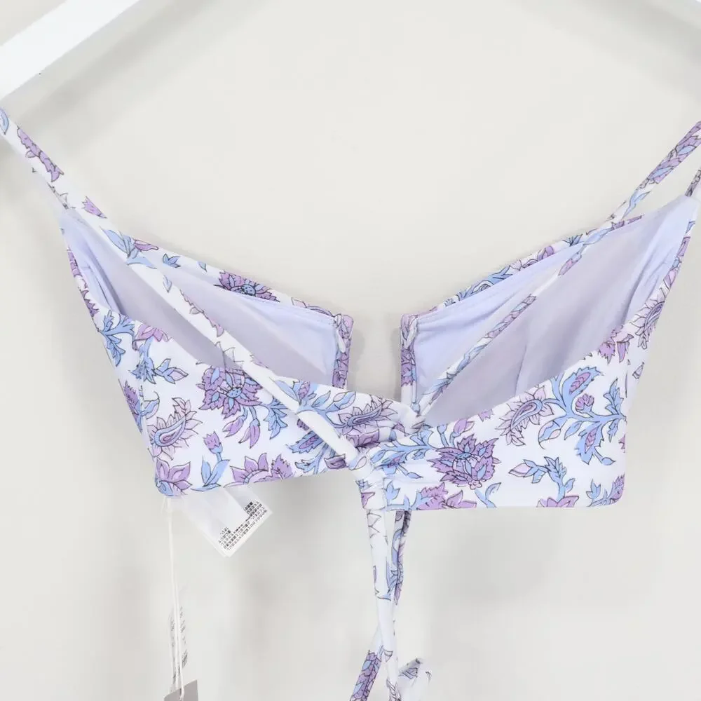 J.Crew Mira Bikini Top Classic Sculpt Blue Multi Size Small NWT